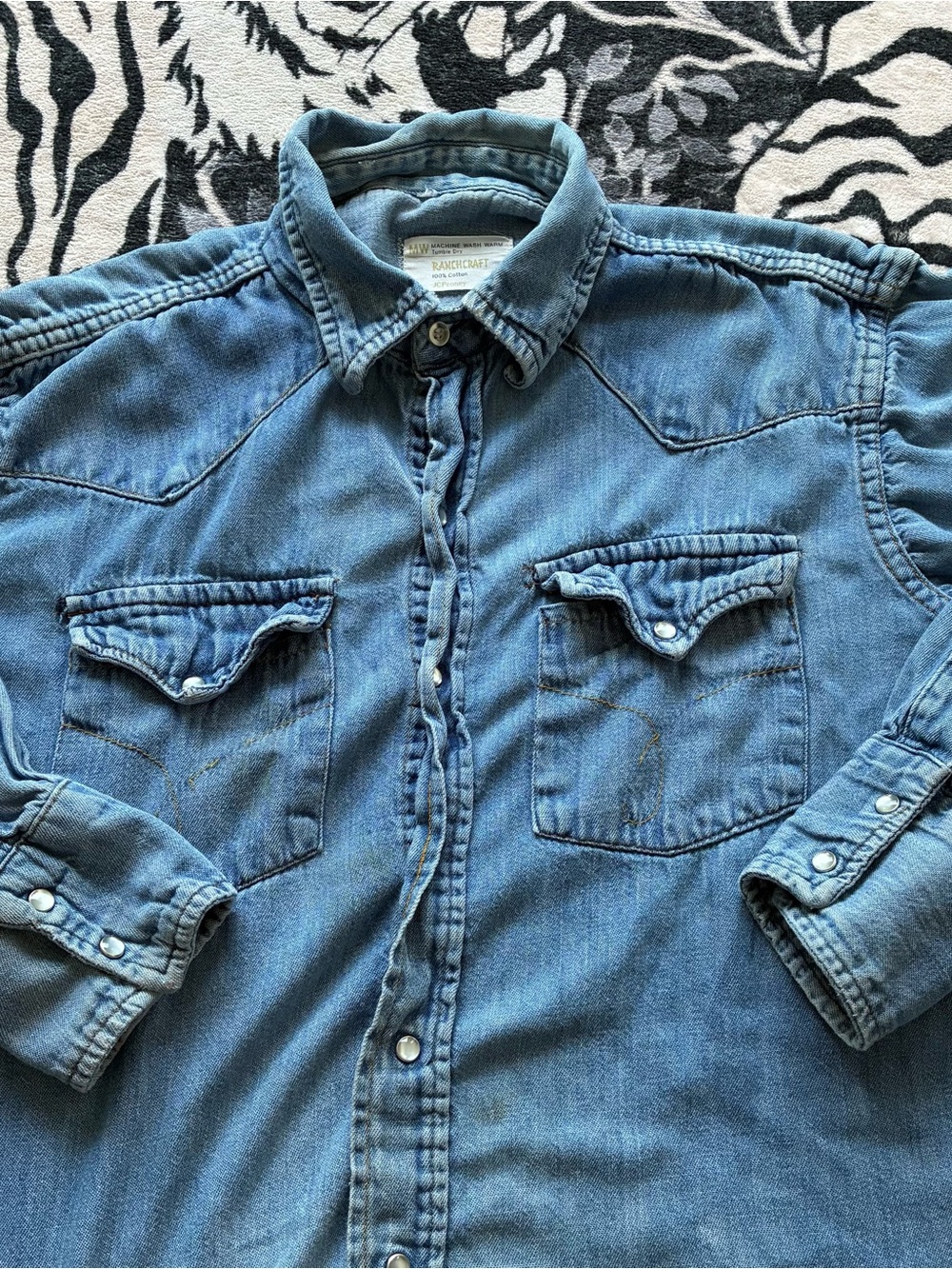 002 - VINTAGE 70s JC PENNY RANCHCRAFT WESTERN BUTTON PEARL SHIRT